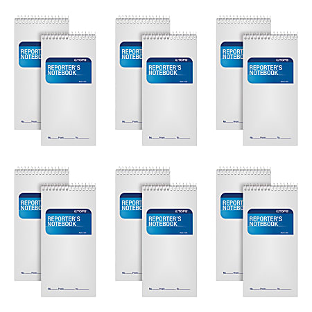 TOPS™ Reporter's Notebooks, 4" x 8", 1 Subject, Gregg Ruled, 70 Sheets, Pack Of 12 Books