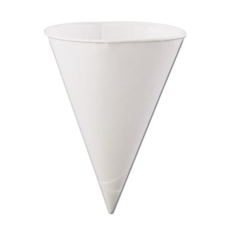Konie® Rolled-Rim Paper Cone Cups, 6 Oz, White, 200 Cups Per Bag, Carton Of 25 Bags