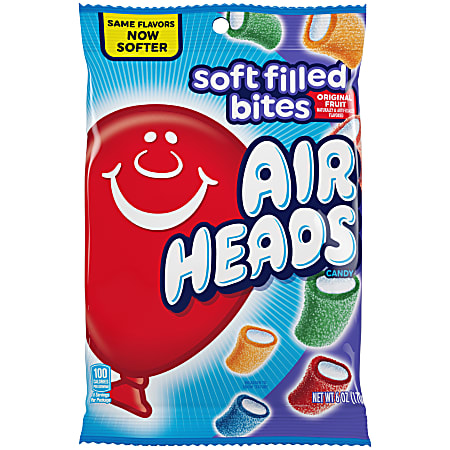 AirHeads Soft Filled Bites Peg Bags, 6 Oz, Pack Of 12 Bags
