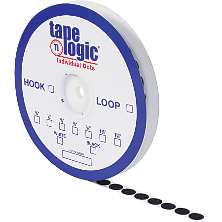 Tape Logic® Sticky Back Hook Dots, 1 3/8", Black, Pack of 600 Dots