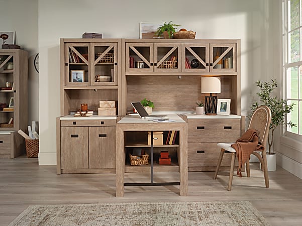 Sauder Dixon City 33 W Computer Desk Cabinet With Storage Brushed