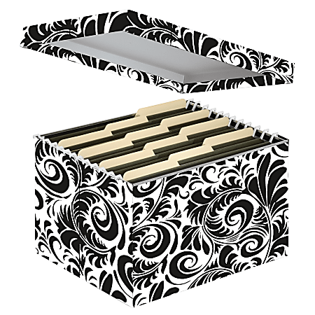 Snap N Store® Storage File Standard-Duty Storage Box, Letter/Legal Size, 50% Recycled, Black/White Scroll