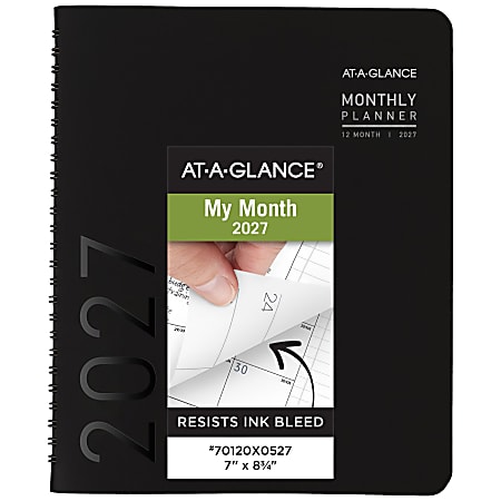 AT-A-GLANCE® Contemporary 2027 Monthly Planner, Black, Medium, 7" x 8 3/4"