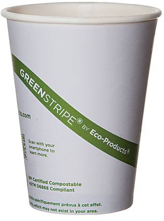 Eco-Products GreenStripe PLA Hot Cups, 12 Oz, 100%