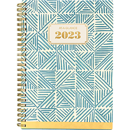 2023-2024 AT-A-GLANCE BADGE RY Weekly Monthly Planner, Hand-Drawn Geo, Small, 5 1/2" x 8 1/2"