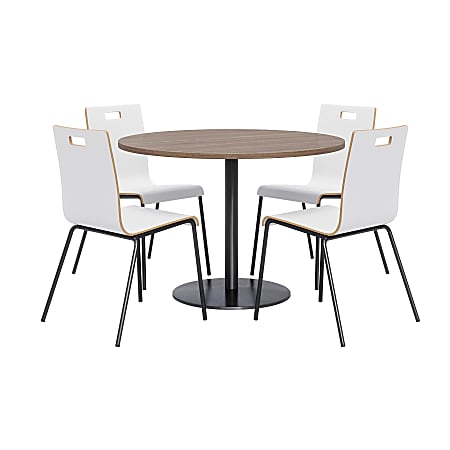 KFI Studios Proof Dining Table Set With Jive Dining Chairs, White/Brown/Black