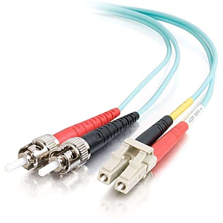 C2G-9m LC-ST 10Gb 50/125 OM3 Duplex Multimode PVC Fiber Optic Cable (USA-Made) - Aqua - Fiber Optic for Network Device - LC Male - ST Male - 10Gb - 50/125 - Duplex Multimode - OM3 - 10GBase-SR, 10GBase-LRM - USA-Made - 9m - Aqua"
