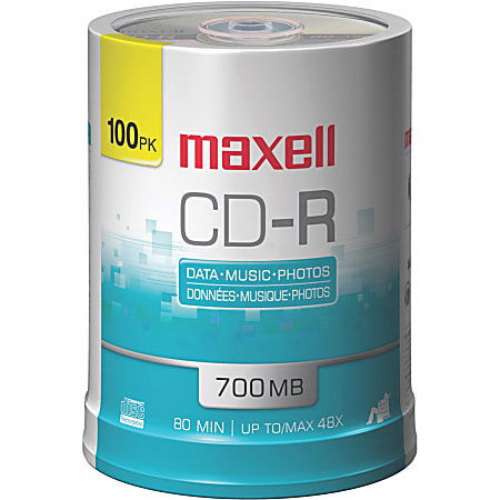 Maxell® CD-R Media Spindle, 700MB/80 Minutes, Pack Of