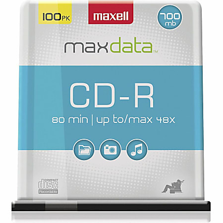 Maxell CD R Media Spindle 700MB80 Minutes Pack Of 100 - Office Depot