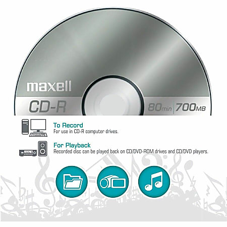 Maxell CD R Media Spindle 700MB80 Minutes Pack Of 100 - Office Depot