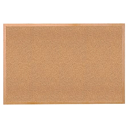 Ghent Cork Bulletin Board, 18" x 24", Wood Frame With Brown Finish