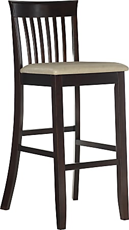 Linon Pullman Faux Leather Bar Stool, Espresso/Jute