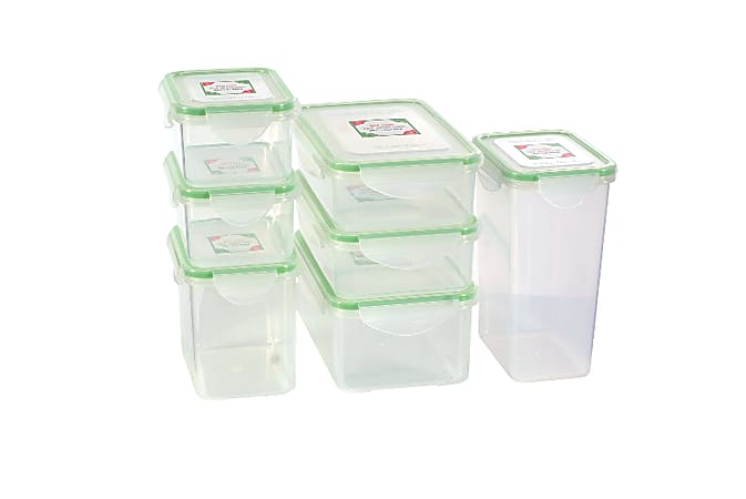 Kinetic Fresh Food Storage Container Set, 14 Piece Set, Clear/Green