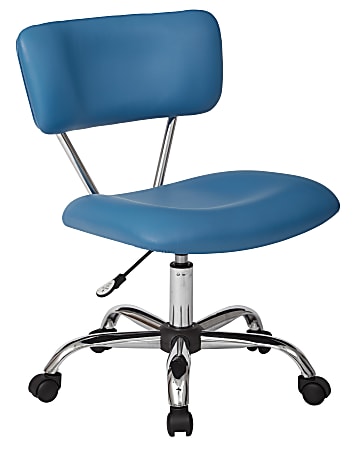 Office Star™ Avenue Six Vista Bonded Leather Task Chair, Blue/Silver