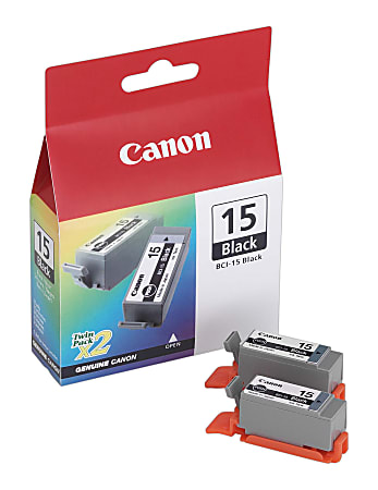 Canon® BCI-15 Black Ink Tanks, Pack Of 2, BCI-15BK