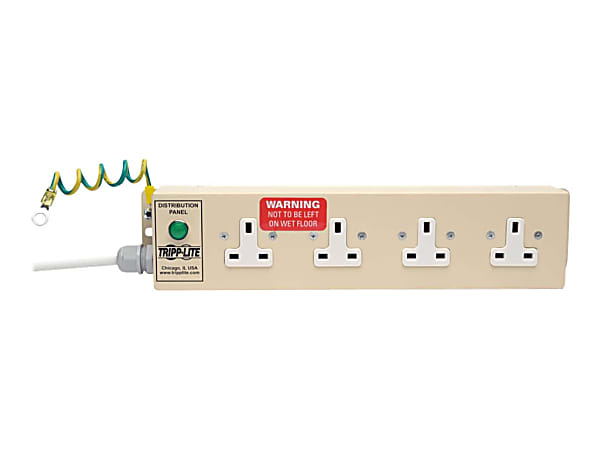 Tripp Lite Safe-IT UK BS-1363 Medical-Grade Antimicrobial Power Strip with 4 UK Outlets, 3m Cord - Power distribution strip - AC - input: Type G - output connectors: 4 (BS 1363A) - 10 ft cord