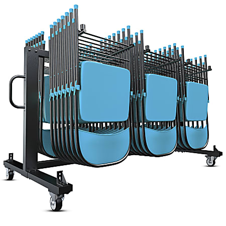 Flash Furniture Hawkins Folding Table and Chairs Mobile Dolly Cart, 47”H x 70-1/4”W x 33-1/2”D, Black