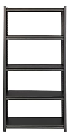 Lorell™ Riveted Storage Shelving Unit, 5-Shelf, 72"H x 36"W x 18"D, Black