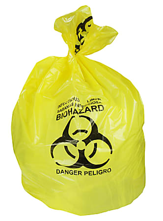 Heritage Healthcare Biohazard Can Liners, 44 Gallons, 37" x 50", 1.3 Mil., Yellow, Box Of 150