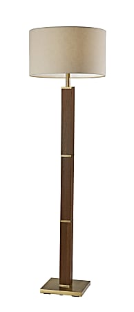 Adesso® Kona Floor Lamp, 61-1/2"H, Cream Shade/Walnut Base