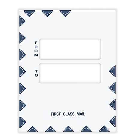 ComplyRight® First Class Double Window Tax Mailer Envelope, White/Blue, Self-Seal, 9-1/2" x 12", Pack of 50, PES45