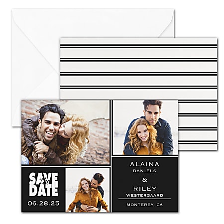Custom Full-Color Save The Date Announcements With Envelopes, 7" x 5", Collage Chic, Box Of 25 Cards
