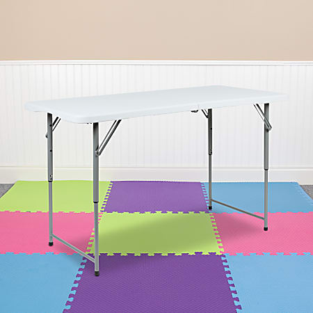 Flash Furniture Height-Adjustable Bi-Fold Plastic Folding Table