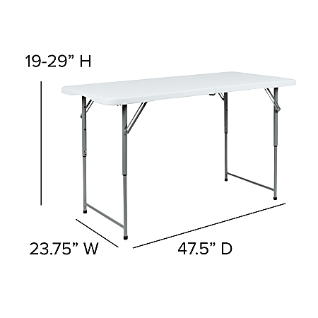 Flash Furniture Height Adjustable Bi Fold Plastic Folding Table