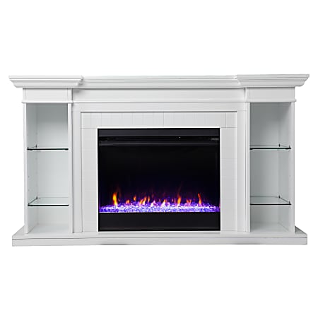 SEI Furniture Henstinger Color-Changing Fireplace, 31-3/4”H x 54-3/4”W x 15-3/4”D, White