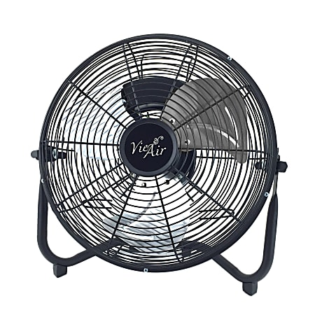 Vie Air 12" 3-Speed High-Velocity Floor Fan, 15"H x 14"W x 4-1/2"D, Black