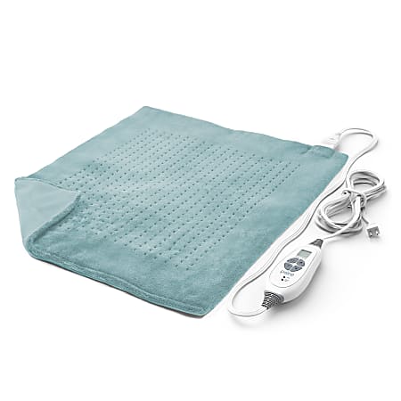 Pure Enrichment PureRelief XXL Ultra-Wide Microplush Heating Pad, 19-1/2" x 24", Sea Glass