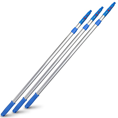Gritt Commercial Telescopic Poles, 6', Blue/Silver, Pack Of 3 Poles