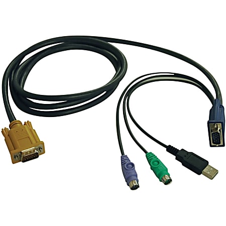 Tripp Lite USB/PS2 Combo Cable for NetDirector KVM Switch B020-U08/U16 10 ft. (3.05 m) - 10 ft - HD-18 Male Keyboard/Video/Mouse - HD-15 Male VGA, Type A Male USB, Mini-DIN (PS/2) Male Keyboard/Mouse - Shielding - Black"