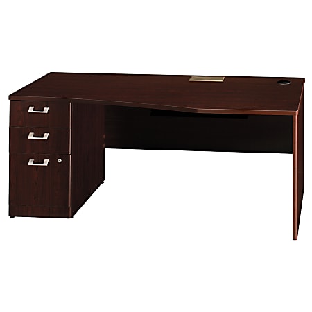 BBF Quantum 72" Left Hand Desk With Pedestal, 30"H x 71 3/8"W x 29 3/8"D, Harvest Cherry, Premium Installation Service