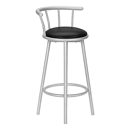 Monarch Specialties Sonny Metal Barstools With Backs, Black/Silver, Set Of 2 Stools