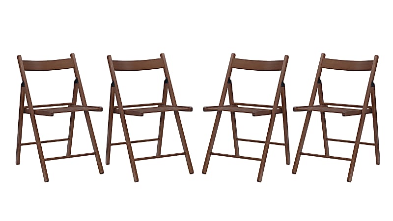 Linon Mitra Folding Chairs, Walnut, Set Of 4 Chairs