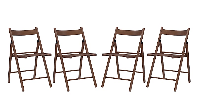 Linon Mitra Folding Chairs, Walnut, Set Of 4 Chairs