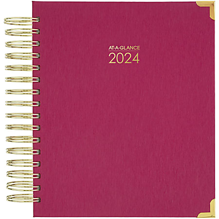 2024 AT-A-GLANCE® Harmony Hardcover Daily/Monthly Planner, 7" x 8-3/4", Berry, January To December 2024, 6099-806-59