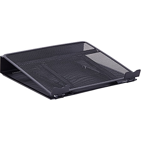 Lorell Mesh Laptop Stand - 3.5" Height x 13" Width x 11.5" Depth - Desktop - Steel, Metal - Black