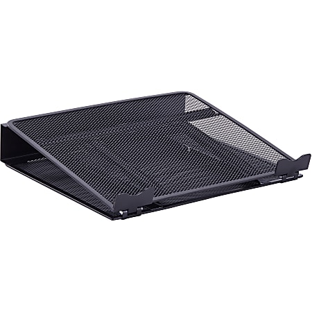 Lorell Mesh Laptop Stand, 3.50"H x 13"W x 11.50"D, Desktop, Steel, Metal, Black