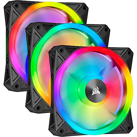 Corsair iCUE QL120 RGB 120mm PWM Triple Fan With Lighting Node CORE - 3 Pack - 4.72" Maximum Fan Diameter - 3 x Fan(s) - 312.7 gal/min Maximum Airflow - 1500 rpm - Hydraulic Bearing - 4-pin - RGB LED - Rubber - 3 pc(s) - Case