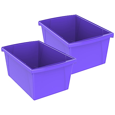 Storex Classroom Storage Bin, Medium, Purple, Pack Of 2