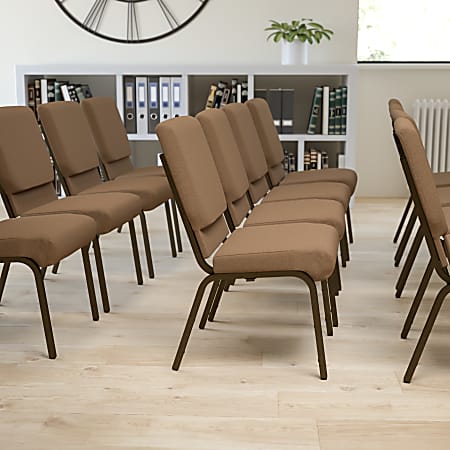 Flash Furniture HERCULES Series Stacking Church Chair, Brown/Goldvein