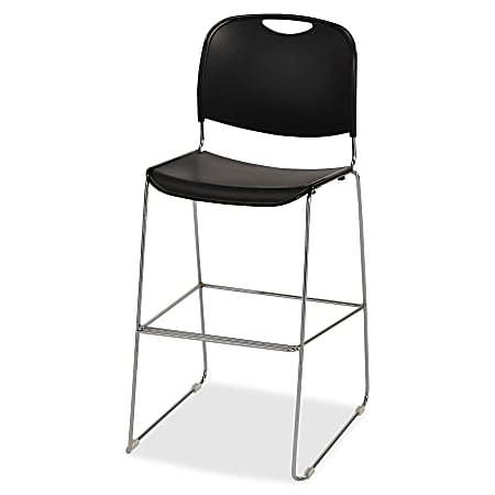 Lorell® Plastic Bistro-Height Stack Chair, Black
