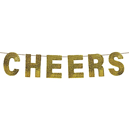 Amscan 120634 New Year's Cheers Sequin Banner, 9" x 144", Gold