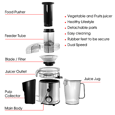 Megachef wide mouth juice extractor juice shop machine with dual speed centrifugal juicer