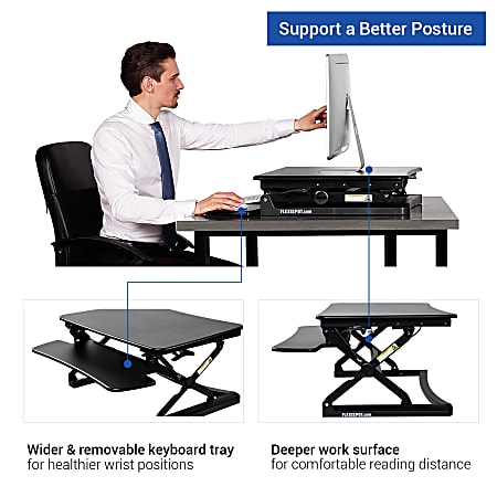 FlexiSpot Height-Adjustable Standing Desk Riser With Removable Keyboard Tray 35 