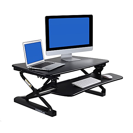 FlexiSpot M2 Height-Adjustable Standing Desk Riser With Removable Keyboard Tray, 19-3/4"H x 35"W x 23-1/4"D, Black