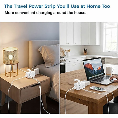 Ntonpower Small Travel USB Power Strip – 2 Outlets, 3ft Extension Cord, Flat Plug, On/Off Switch, 2 USB Ports, 15.5W, 3.1A, Heat-Resistant, NTON32