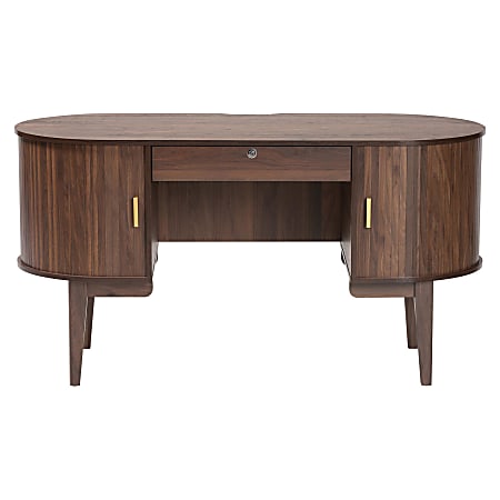 Baxton Studio 56 W HaYes Mid Century Modern Oval Wood Writing Desk